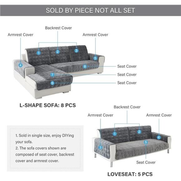 Deep Dream Couch Cover, Sectional Couch Cover, 1 Piece Armrest Covers, Backrest - Picture 5 of 7